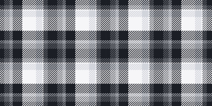 Nostalgic seamless textile vector, choice tartan fabric plaid. Masculine texture check pattern background in white and black colors.