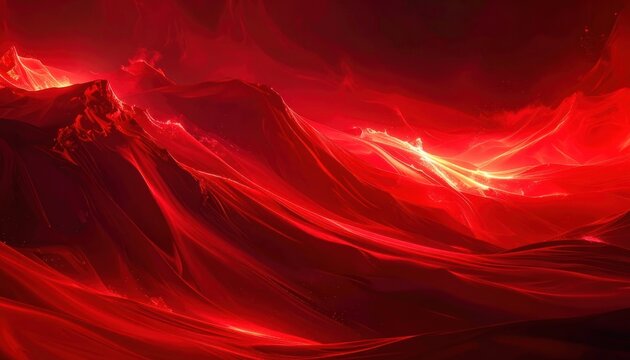 A fiery red landscape with glowing elements and undulating terrain, evoking a sense of heat and molten energy.