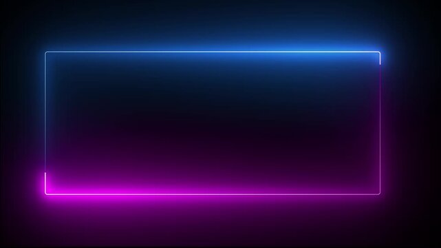 Abstract light neon frame on black background. with made of two moving neon lights. glowing neon animation. wall neon gradient live. colorful template frame,