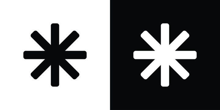 Asterisk icon silhouette design collection in black and white for web