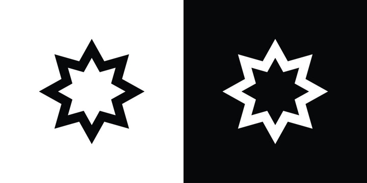 Bahai icon silhouette design collection in black and white for web