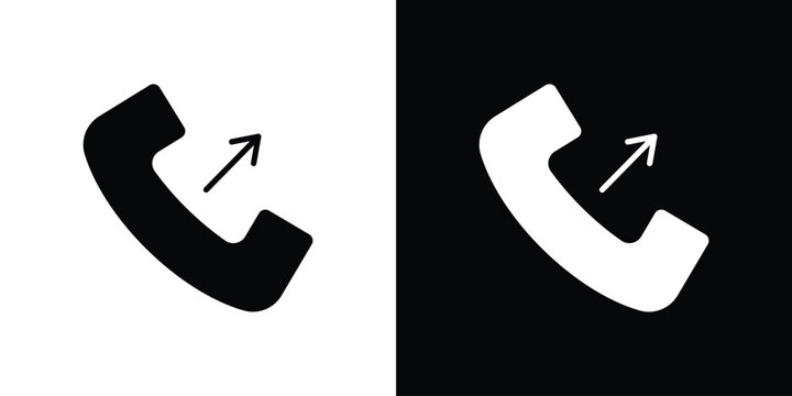 Call outgoing icon silhouette design collection in black and white for web