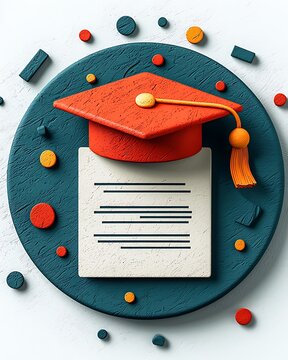 Graduation Cap and Diploma Illustration: A stylized illustration depicts a graduation cap and diploma, symbolizing academic achievement and the culmination of educational endeavors.
