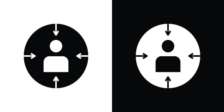 Centric consumer icon silhouette design collection in black and white for web