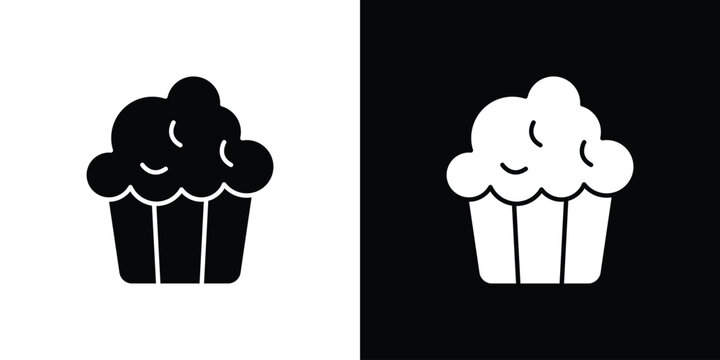 Cupcake icon silhouette design collection in black and white for web