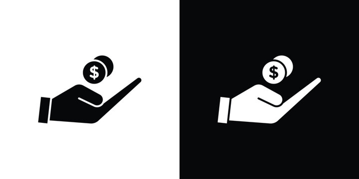 Earning icon silhouette design collection in black and white for web