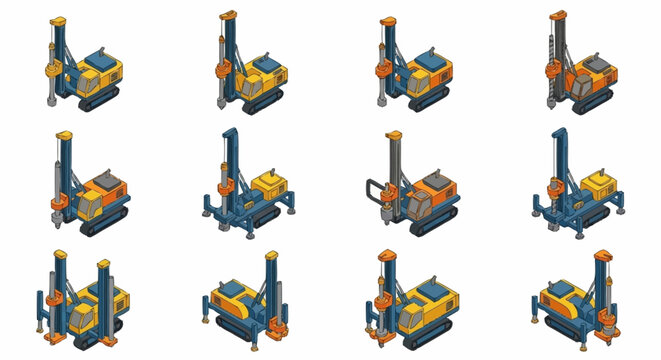 Collection of colorful industrial construction machinery models.