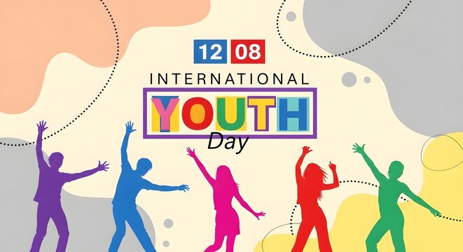 International youth day celebration diverse group of young people august 12th
