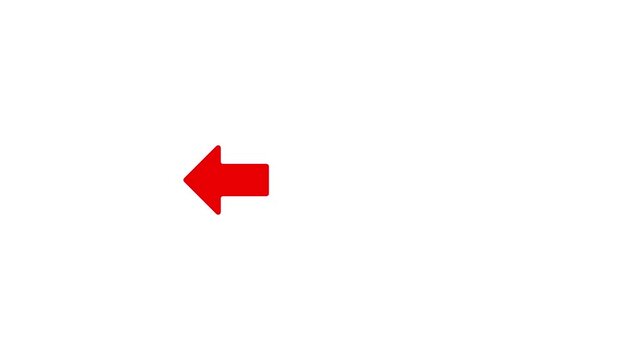 arrow pointing left on white background. Simple red pointer showing opposite direction.Red Arrow Pointing Left on White Background