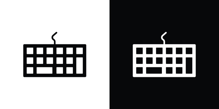 Keyboard icon silhouette design collection in black and white for web