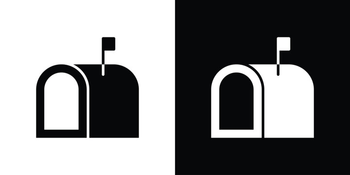 Mailbox icon silhouette design collection in black and white for web