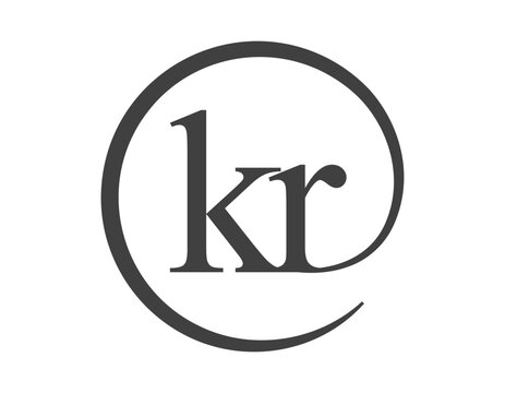 KR logo from two letter with circle shape email sign style. K and R round logotype of business company