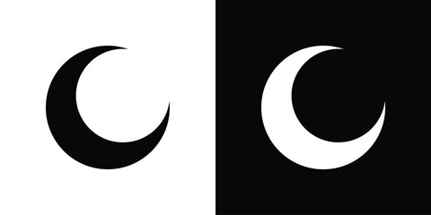 Moon icon silhouette design collection in black and white for web © Hestia
