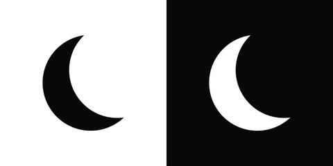 Moon icon silhouette design collection in black and white for web © Hestia