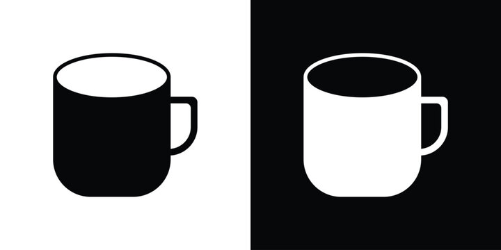 Mug icon silhouette design collection in black and white for web