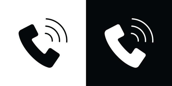 Phone call icon silhouette design collection in black and white for web