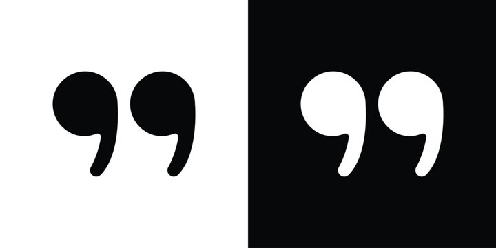 Quote right icon silhouette design collection in black and white for web