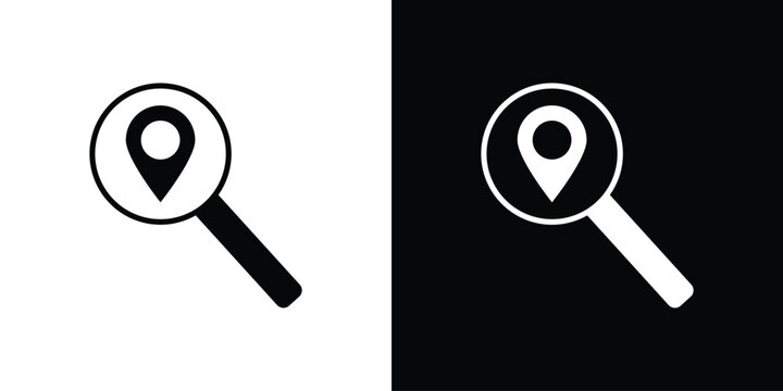 Search Location icon silhouette design collection in black and white for web