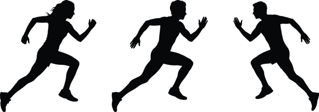 Woman running fast silhouette sequence