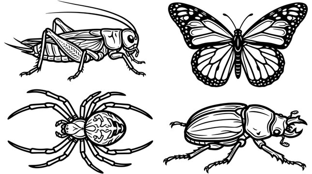 Insect & Arachnid Collection: Cricket, Butterfly, Spider, Beetle Icons