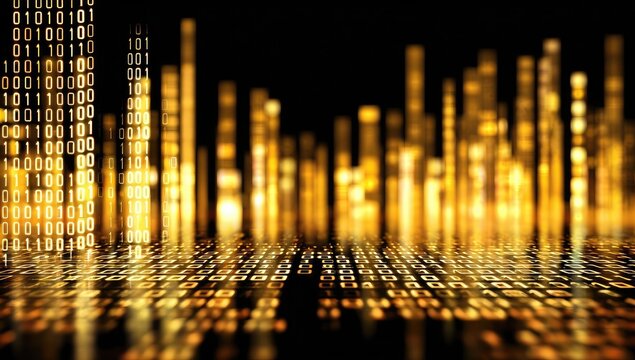 Golden binary code cityscapes
