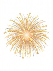 Fototapeta premium Radiant Gold and Silver Fireworks Burst Illustration for Festive Celebration and Holiday Event Background Design