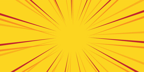 Fototapeta premium Abstract yellow background with dark perspective explosion lines. Centered cartoon comic bang wallpaper