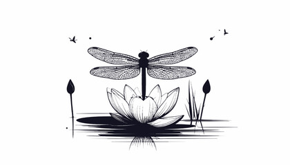 Black and white dragonfly insect animal. © Baskara