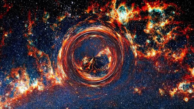 Science Fiction Wormhole Opening Portal And Curving Spacetime In The Deep Space Universe