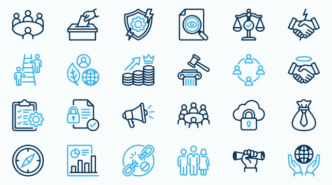 Business Ethics and Corporate Governance Icon Set