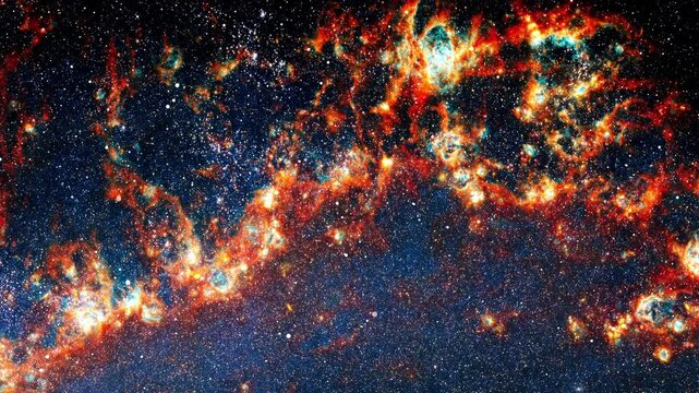 Floating Through Endless Deep Space Universe Star Clusters And Nebula