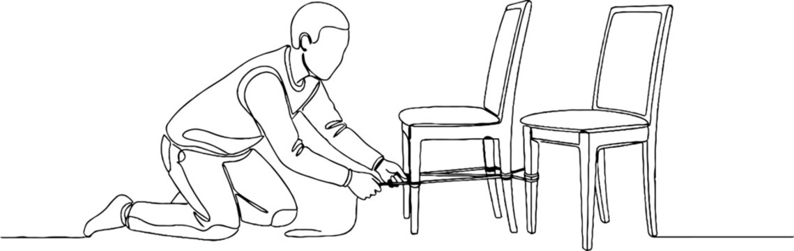Person measuring chair height with calipers.