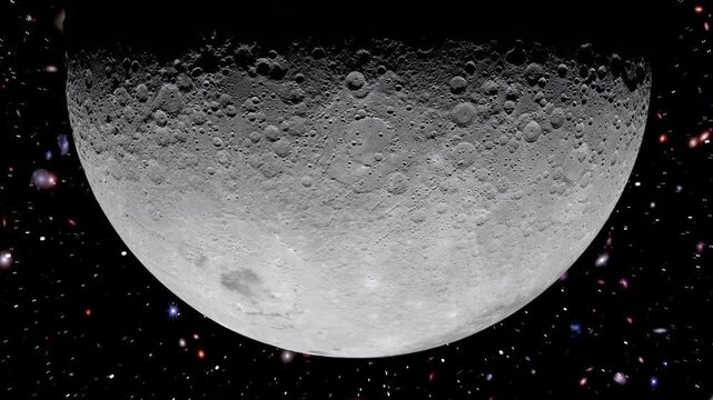 Beautiful Half Moon In Space Surrounded By Millions Of Galaxies With Imagery By Nasa