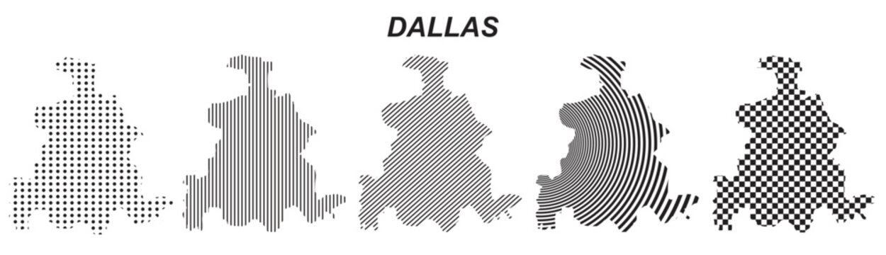 Dallas USA map infographic design element, black abstract geometric pattern style Dallas Texas USA landscape outline shape vector illustration