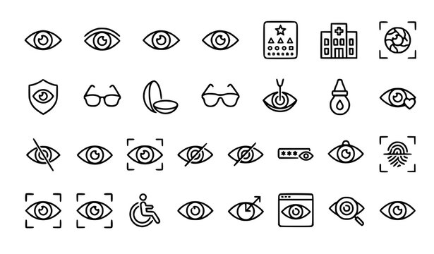 Eye care and vision icons