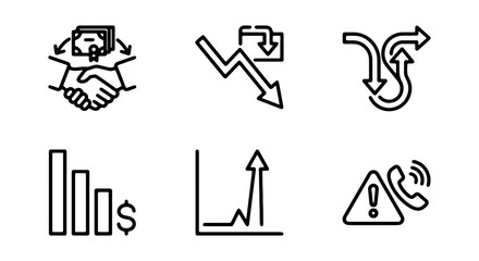 Fototapeta premium Business and Finance Line Icons, Economic Crisis and Growth Vector Set