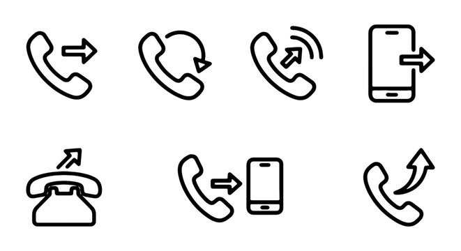Phone Icons Set: Call, Mobile, Retro, Connection, Communication Vector Graphics