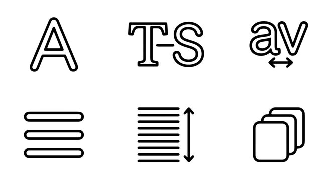Typography Icons: Font Styles, Text Alignment, Letter Spacing, Vector Set