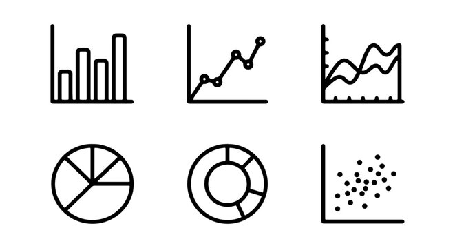 Data Visualization Icons: Bar, Line, Pie Charts, Scatter Plot, Analytics