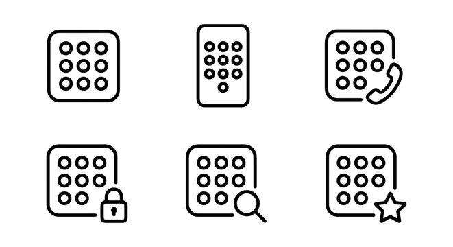 Phone Keypad Icons, Dialer Icons, Contact Icons, Communication Icons, Vector Set