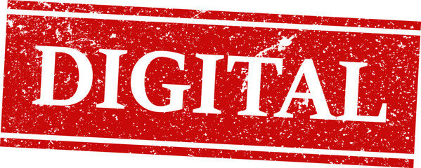 Fototapeta premium Red grunge stamp with the word 'digital' isolated on white background for versatile design applications