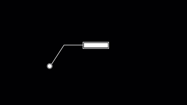 Futuristic HUD callout angled line with double border rectangle title box on black background 4k.