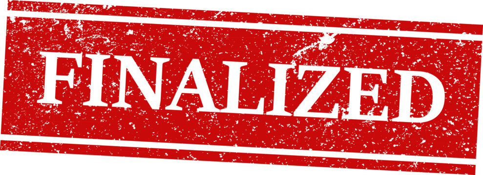Finalized red stamp graphic approved status completion and document verification symbol for business use