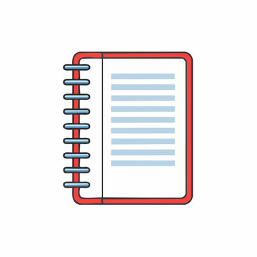 Flat design icon of a spiral notebook with lined pages