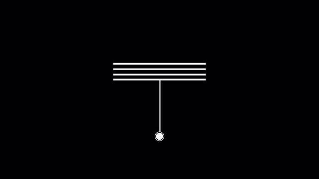 Futuristic HUD callout vertical pointer line with multiple horizontal lines text box on black background