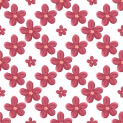 Obraz premium Pink Flower Seamless Pattern Background. Floral Repeat Pattern Design. Blossom Seamless Texture