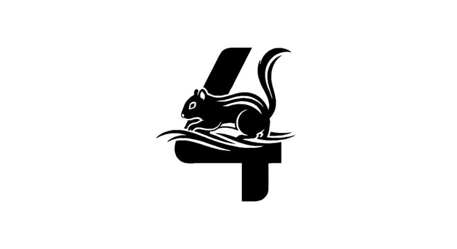 Black and white squirrel and number four design.