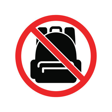 No Backpack Allowed Sign Vector Icon for School Security and Safety Notice