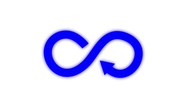 Blue infinity loop symbol animation, continuous motion for loading and progress indicators 4k video.