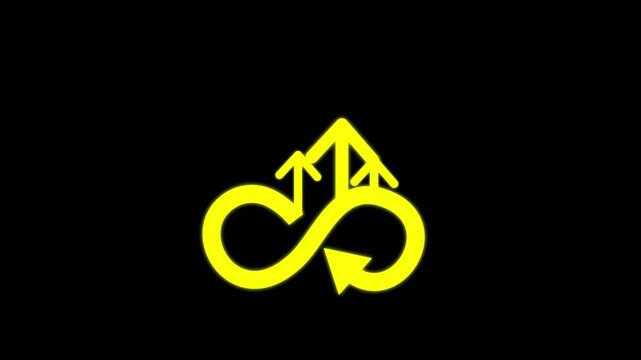 Animated infinity loop symbol with rising arrows for business growth and scalability concept 4k video.